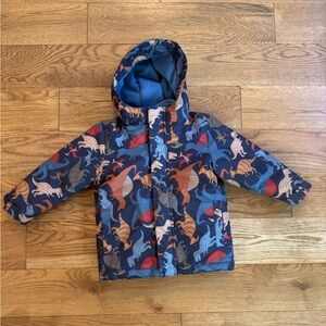 The Children's Place Dinosaur Print Puffer Jacket - Navy and Multicolor